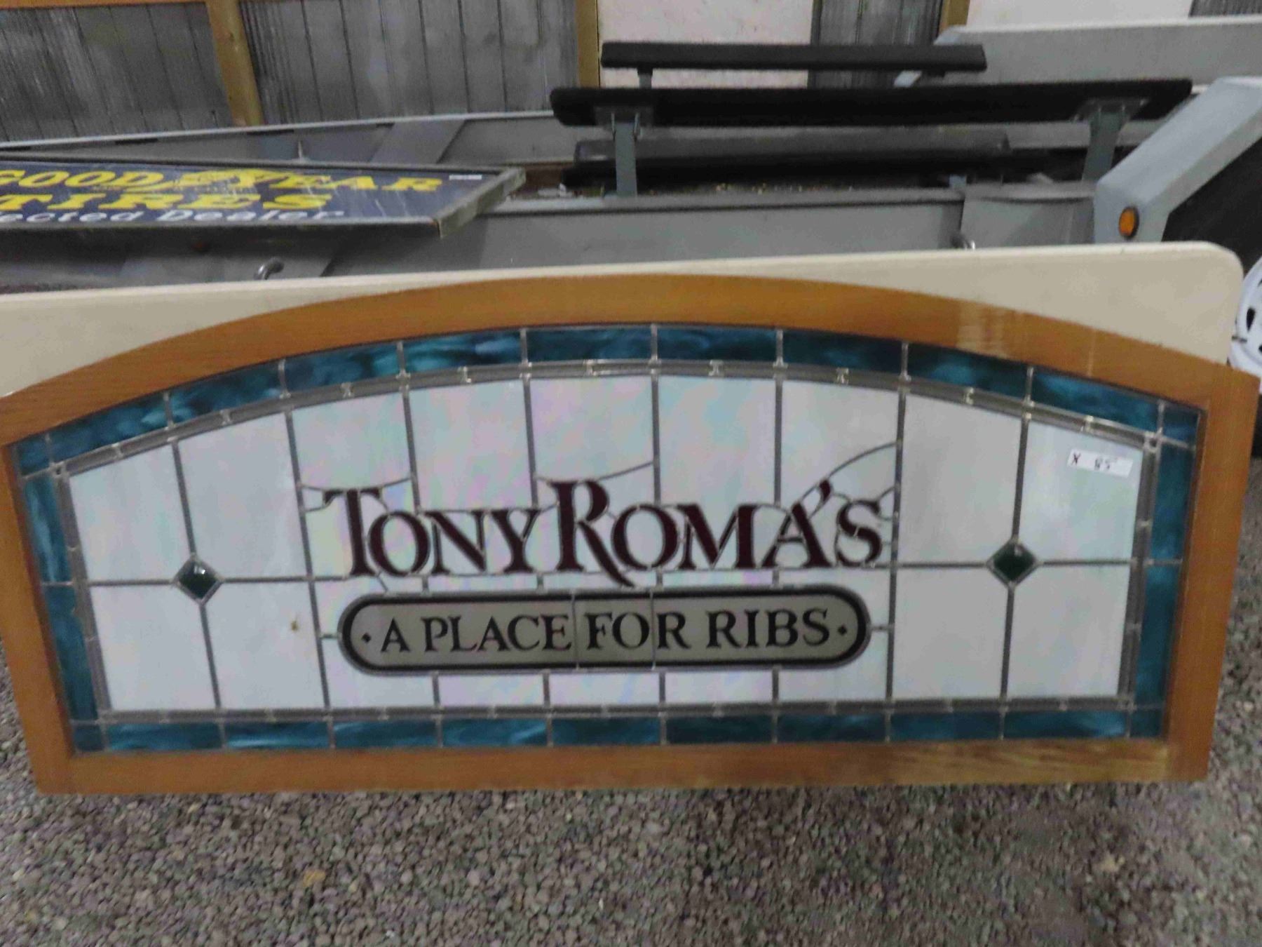 Tony Signs Tony Romas Stained Glass Oak Framed Restaurant Sign/Display 30'' x ...