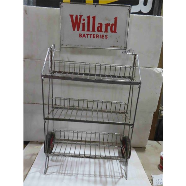 Willard Batteries Rack 48'' x 25'' x 8 1/2'' with Sign 18'' x 11''