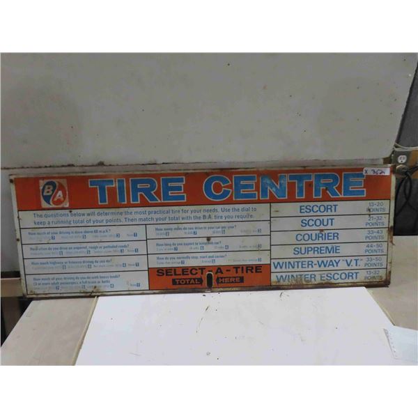 BA Tire Center Dealership Point of Sale Metal Sign 2 Sided, 2nd Side