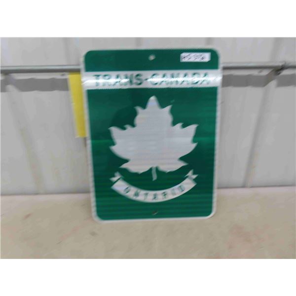 Trans Canada Ontario Metal Highway Sign 17 1/2'' x 23 1/2''