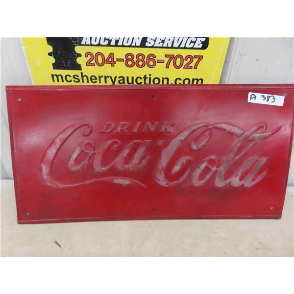 Coca Cola Metal Embossed Sign 14'' x 28''