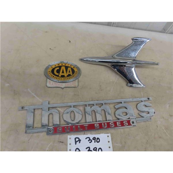 Thomas Built Buses Chrome, 3 1/2'' x 14'' , CAA Emblem, Hood Ornaments