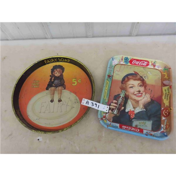 Vintage Coca Cola Metal Tray, Fairy Soap