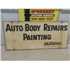 Image 1 : Autobody Repair Metal Sign - 2 Sided 14.5" x 32" 