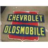 Image 1 : Chevrolet Oldsmobile Vintage Dealership 4 Color Shield 2pc Sign 64" x 76" 