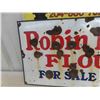 Image 2 : Robin Hood Flour Porcelain Sign 15" x 28" - bullet Damage