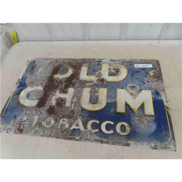 Old Chum Tobacco Porcelain Sign - Rough Condition 18" x 30"