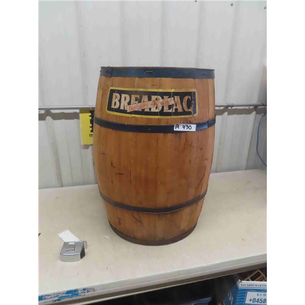 Wooden Barrel from Bakery with Label 20" x 29" 