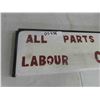 Image 2 : Hand Painted on Porcelain ; All Parts & Labour Cash  Sign 8" x 23" 