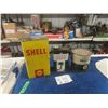 Image 1 : Shell 1 Gal Oil Can, Texaco O/Bord Motor Oil Quart Can. Texaco 5lb Grease Tin