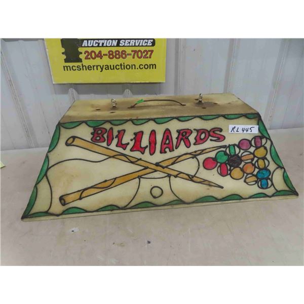 Vintage Fiberglass Billiards Pool Table Light Shade 11  x 18  x 32.5 