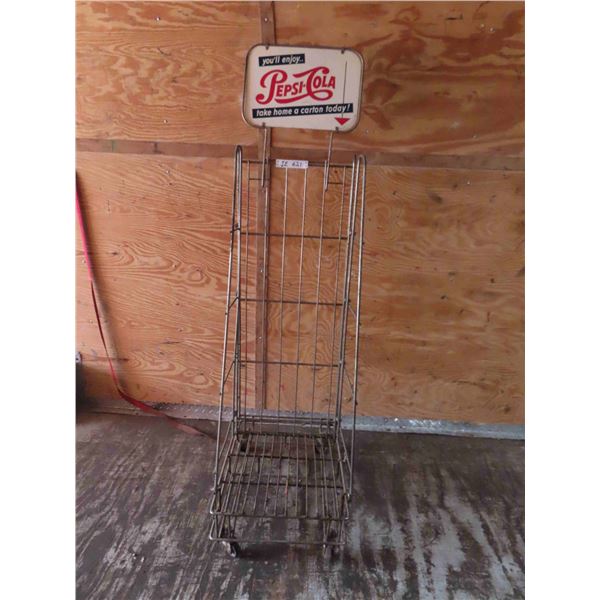 Pepsi-Cola Display Rack16" x 61.5" x 24.5" Tapered to 8.5" on Casters