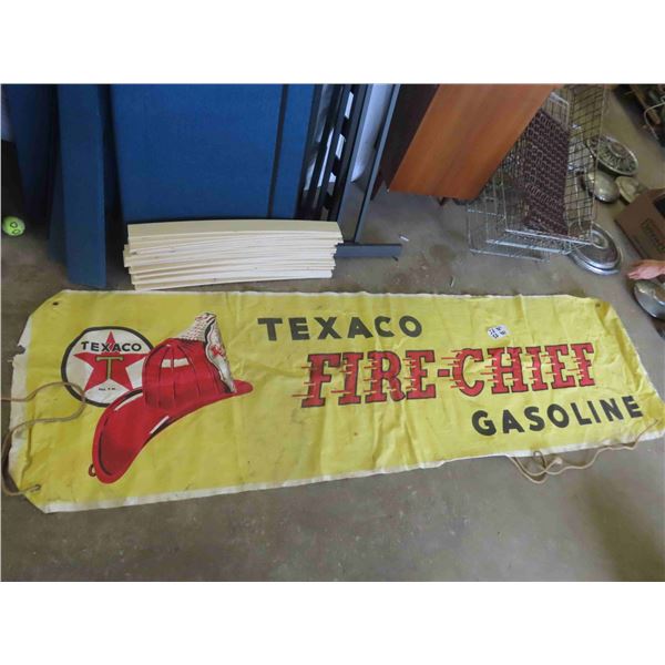 Texaco Fire Chief Gasoline Canvas Banner Advertisement 28 1/2'' x 94''