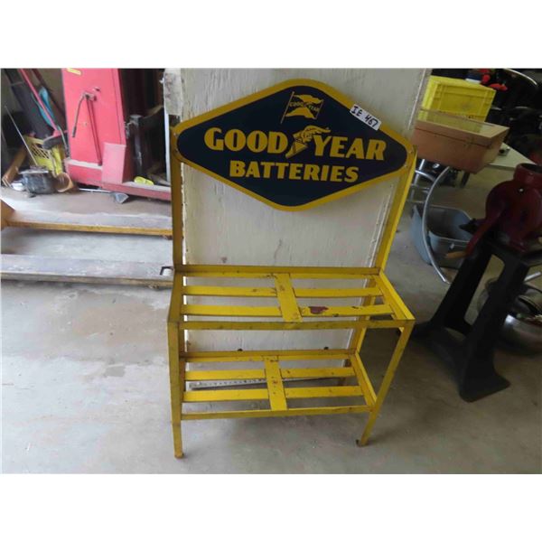 Good Year Batteries Rack with Sign - Sign Size Up to 25 1/2'' x 13'' , Rack Size 38'' x 10'' x 26''