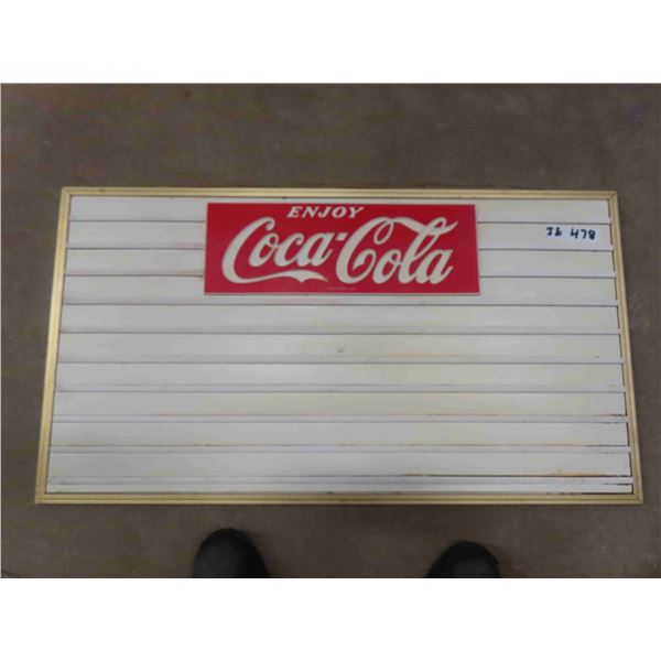 Coca Cola Plastic Menu Board No Letters 36'' x 20''