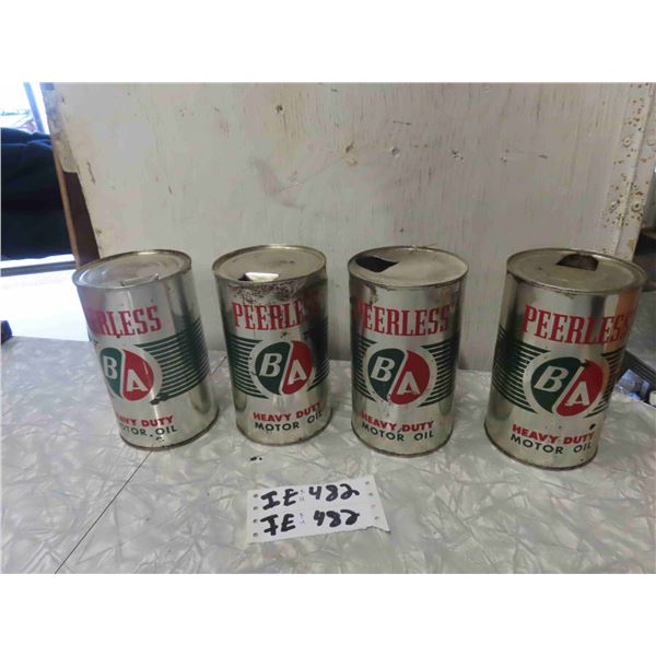 4 BA Peerless Motor Oil Quartz Cans 