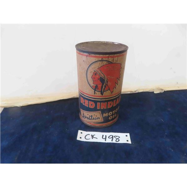 Red Indian Aviation Motor Oil Quart Can