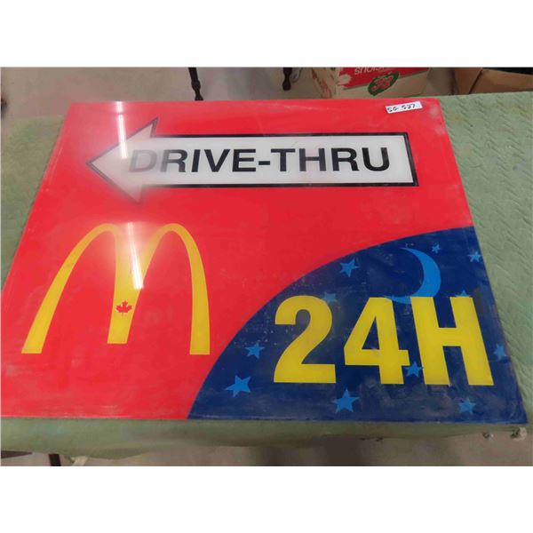 McDonalds 24 Hour Fiberglass Sign 30'' x 37''