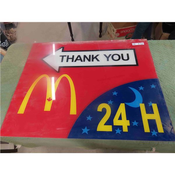 McDonalds Drive Through Fiberglass Sign 17'' x 37''