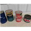 Image 3 : 4 Quart Oil Cans ; Ford, Castrol Gulf, Car Skin Reconditioner, BA Tin Repainted