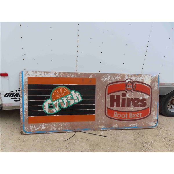 Wood with Crush & Hires Advertising Painted On it 39" x 94"