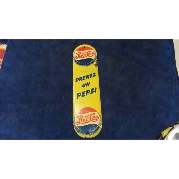 1959 Pepsi Palm Press -French- Vintage Metal 3.5" x 13.5"