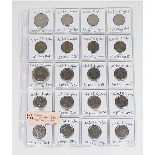 20 COINS ALL UNITED KINGDOM