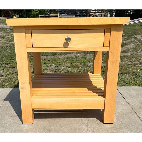 SOLID MAPLE SIDE TABLE WITH STORAGE DRAWER; MATCHES ITEM #6 AND #11