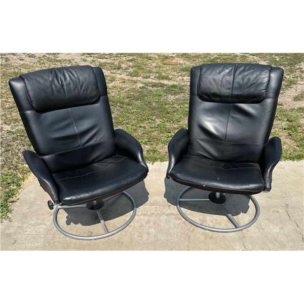 PAIR OF MATCHING BLACK, LEATHER RECLINING CHAIRS