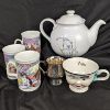 Image 1 : Corelle Shadow Iris Tea Pot, 3 Kitten Mugs, Baileys Mug & Silver Plate Tankard Mug