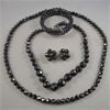 Image 1 : Set of 2 Black Bead Necklaces, Memory Wire Bracelet & Matching Clip on Earrings
