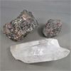 Image 1 : Large Clear Quartz Crystal & 2 Garnet in Matrix Specimens