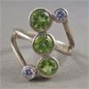 Image 1 : Sterling 925 Ring with "Peridot" CZ Crystals Size 7