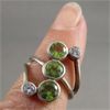 Image 3 : Sterling 925 Ring with "Peridot" CZ Crystals Size 7