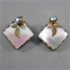 Image 1 : Triad Mother of Pearl Vintage Clip on Earrings