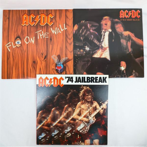 Set of 3 AC/DC LP Vinyl Record Albums