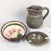 Image 1 : Set of 3 Handmade Pottery - Pitcher ,Bowl & Ash Tray