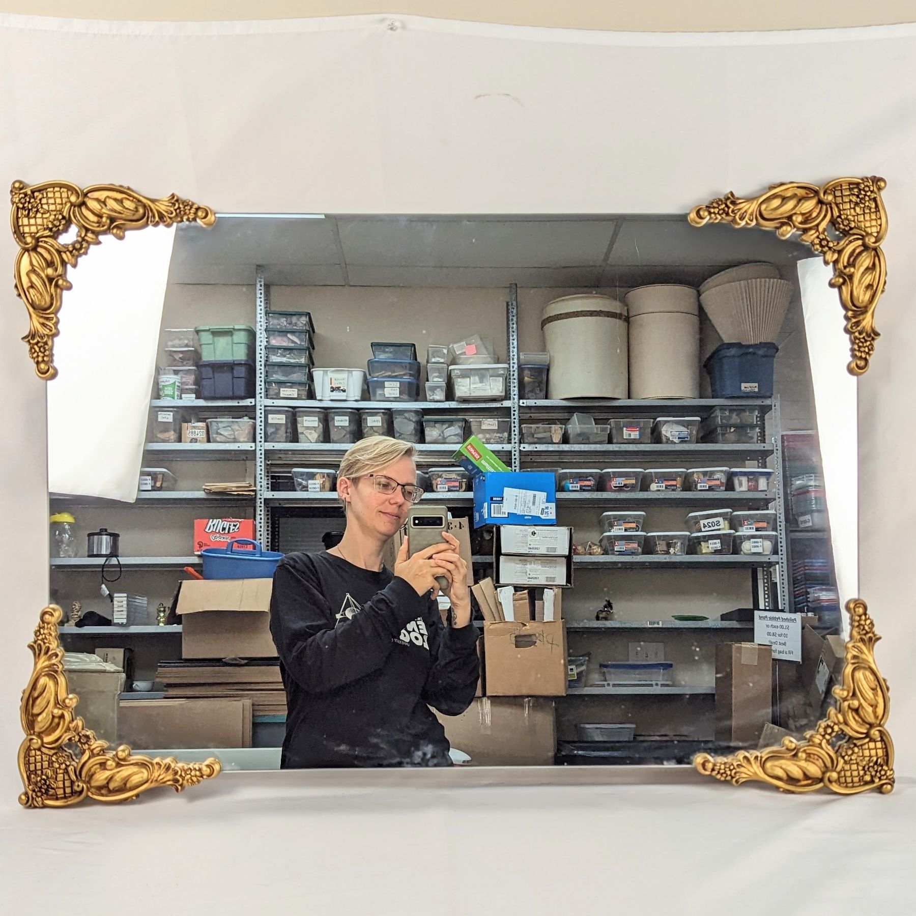 STUNNING! Vintage Gold Trim MCM Large Wall Mirror