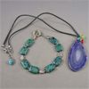 Image 1 : Malachite & Lapis Lazuli Composite Bracelet and Agate Necklace