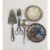 Image 3 : Set of 12 Silver Plated Serving Ware - Cream & Sugar, Gravy Boat, Trays & Utensils                  