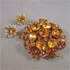 Image 1 : Beautiful Vintage Rhinestone Brooch with Coro Earrings