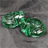Image 2 : Set of 2 Vintage Indiana Glass Green Frog Candle Holders
