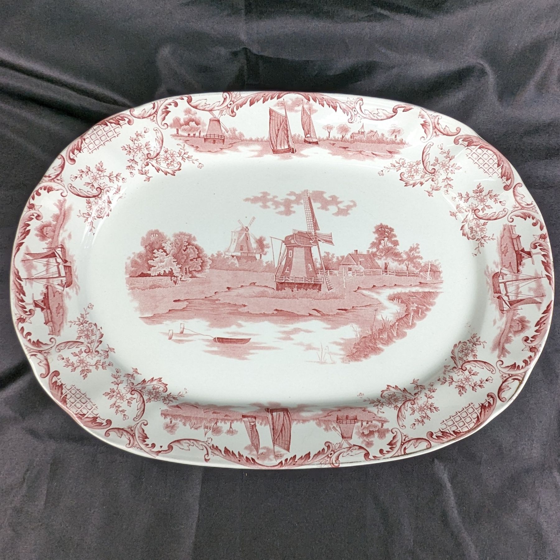 Large Pink Delph Platter - Semi Porcelain - Upper Hanley Pottery