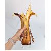Image 4 : Gorgeous Handblown Glass Amber Vase 13" tall