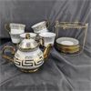 Image 2 : Vintage European Tea Set with Gold Greek Key Pattern
