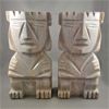 Image 1 : Set of 2 Tiki Aztec Marble Stone Statues 8" x 4" x 2"