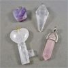 Image 1 : Set of 4 NEW Gemstone Pendants - Amethyst, Quartz, White Quartz, Rose Quartz