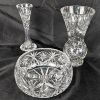 Image 1 : Beautiful Pinwheel Crystal from Poland - Salad Bowl and 2 Vases