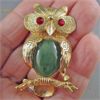Image 1 : Jade Stone Owl Necklace / Brooch Combo