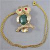 Image 2 : Jade Stone Owl Necklace / Brooch Combo